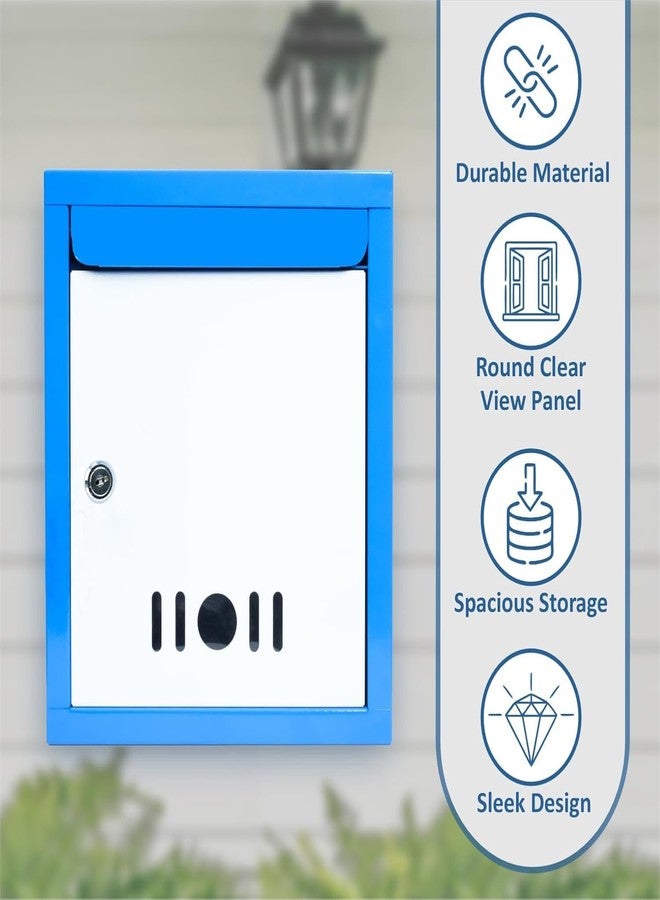 HOMIFLY صندوق بريد/اقتراحات/شكاوى مثبت على الحائط من هوم فلاي بحجم A4 للمكتب/المنزل مع نافذة شفافة وقفل مفتاح آمن - (أزرق) - Image 5